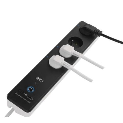 Chytrý prodlužovací kabel s vypínačem GoSmart 4Z + 1xUSB-A + 1xUSB-C 2 m Wi-Fi Tuya
