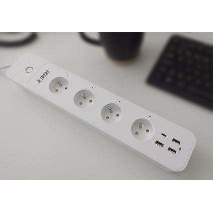 Chytrý prodlužovací kabel s vypínačem 1,5 m 4Z + 4xUSB Wi-Fi