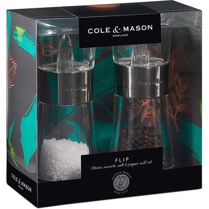 Cole&Mason - Sada mlýnků na sůl a pepř FLIP 2 ks 15,4 cm chrom