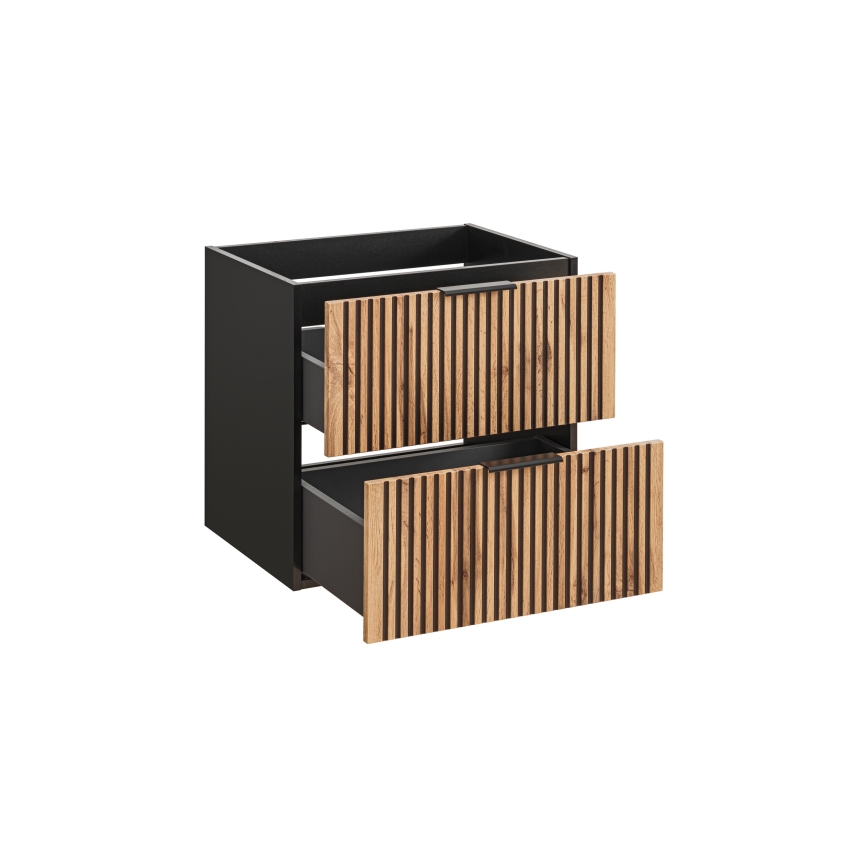 COMAD XILO BLACK WOTAN 82-60-D-2S-Koupelnová skříňka pod umyvadlo XILO černá/dub