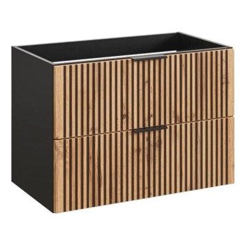 COMAD XILO BLACK WOTAN 82-80-D-2S - Koupelnová skříňka pod umyvadlo XILO 57x80,2 cm černá/dub wotan