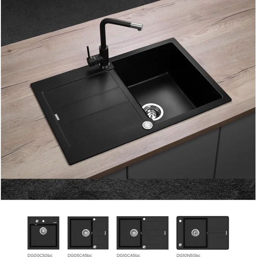 Concept BDG4327BC - Dřezová baterie 27,3 cm granit/černá