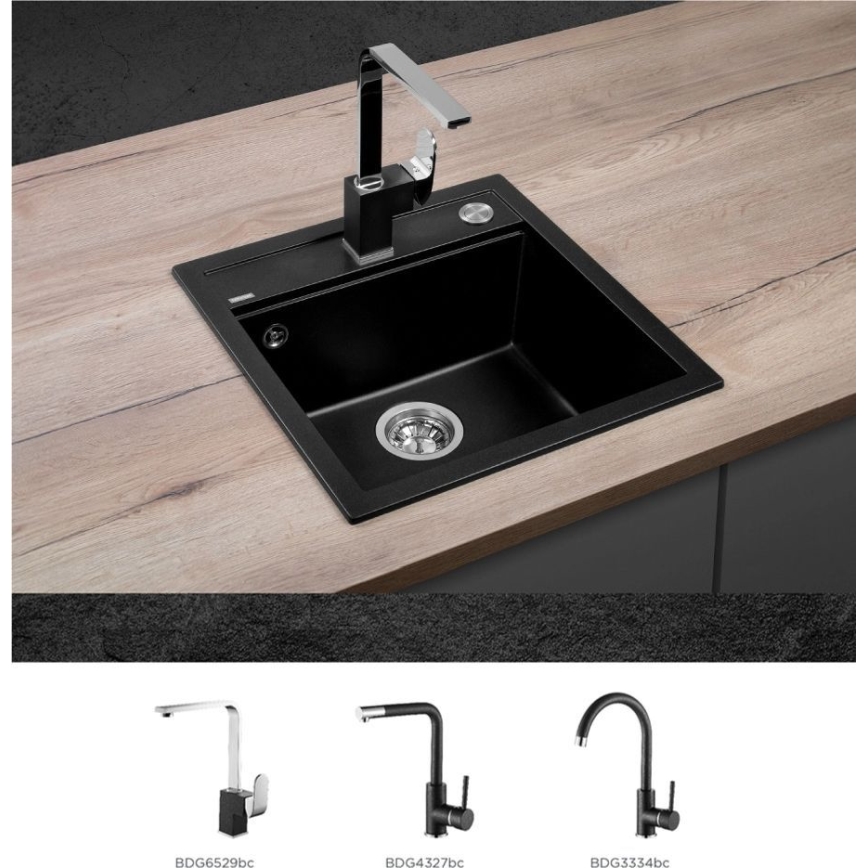Concept DG00C50BC - Kuchyňský dřez CUBIS 49x51 cm granit/černá