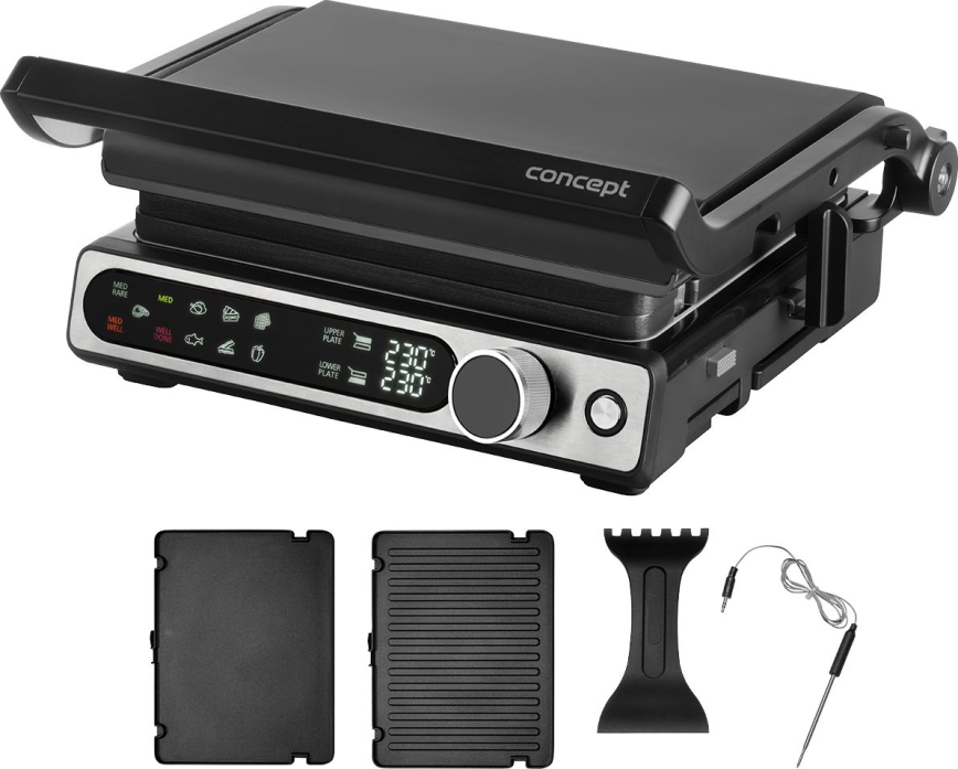 Concept ge3500 - Kontaktní gril s teplotní sondou 2000W/230V černá