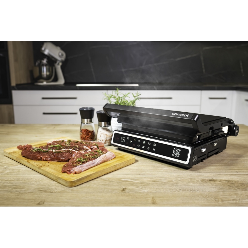Concept ge3550 - Kontaktní gril s teplotní sondou 2000W/230V černá