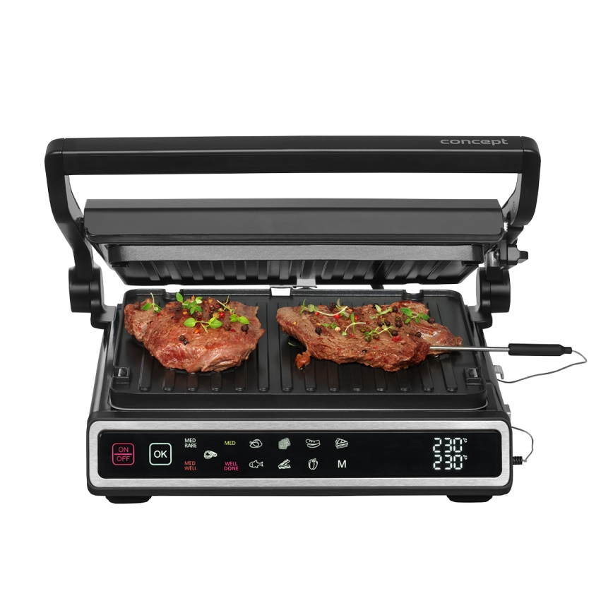 Concept ge3550 - Kontaktní gril s teplotní sondou 2000W/230V černá