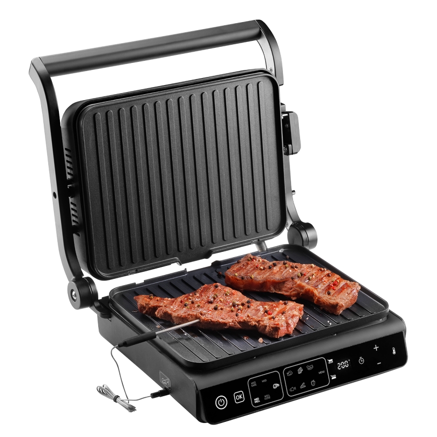 Concept ge3600 - Kontaktní gril s teplotní sondou GLASS 2000W/230V černá