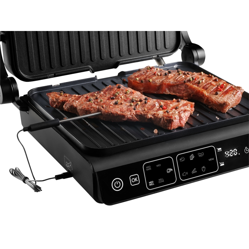 Concept ge3600 - Kontaktní gril s teplotní sondou GLASS 2000W/230V černá