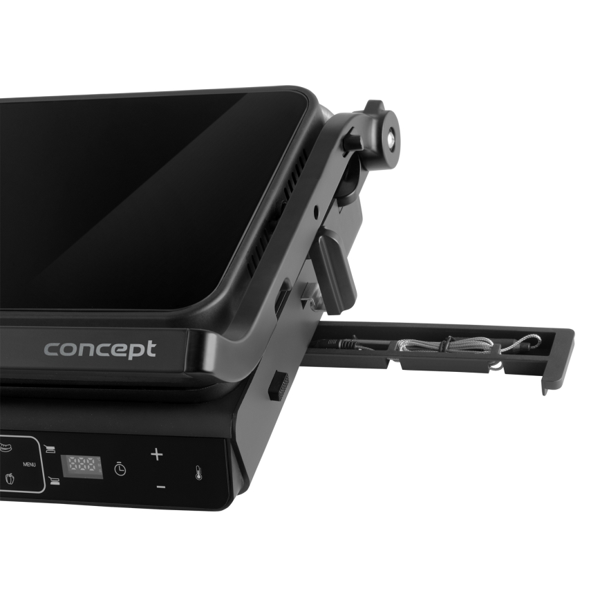 Concept ge3600 - Kontaktní gril s teplotní sondou GLASS 2000W/230V černá