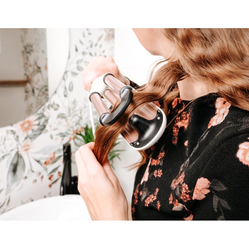 Concept KT2140 - Trojkulma na vlasy GLAM STYLE 100W/230V bílá/rose gold