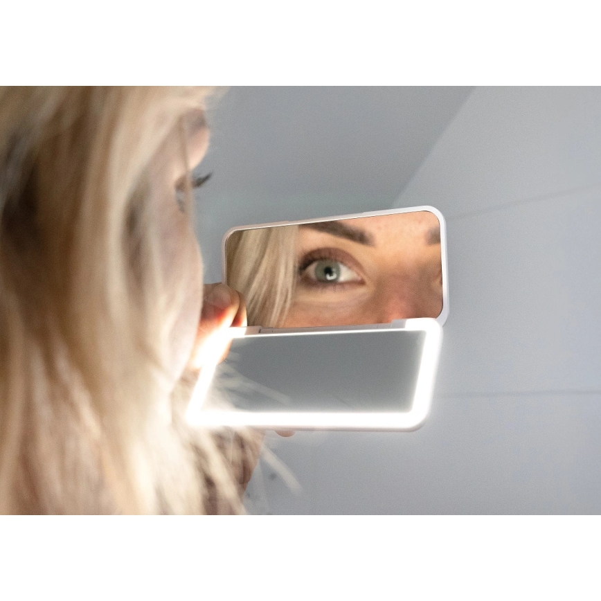 Concept KZ2010 - LED Kapesní kosmetické zrcátko PERFECT SKIN LED/1,5W/5V 4500-5500K 300 mAh bílá