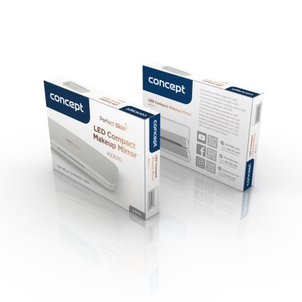 Concept KZ2010 - LED Kapesní kosmetické zrcátko PERFECT SKIN LED/1,5W/5V 4500-5500K 300 mAh bílá