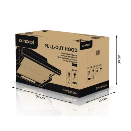 Concept OPV3860bc - Výsuvná digestoř 60 cm černá