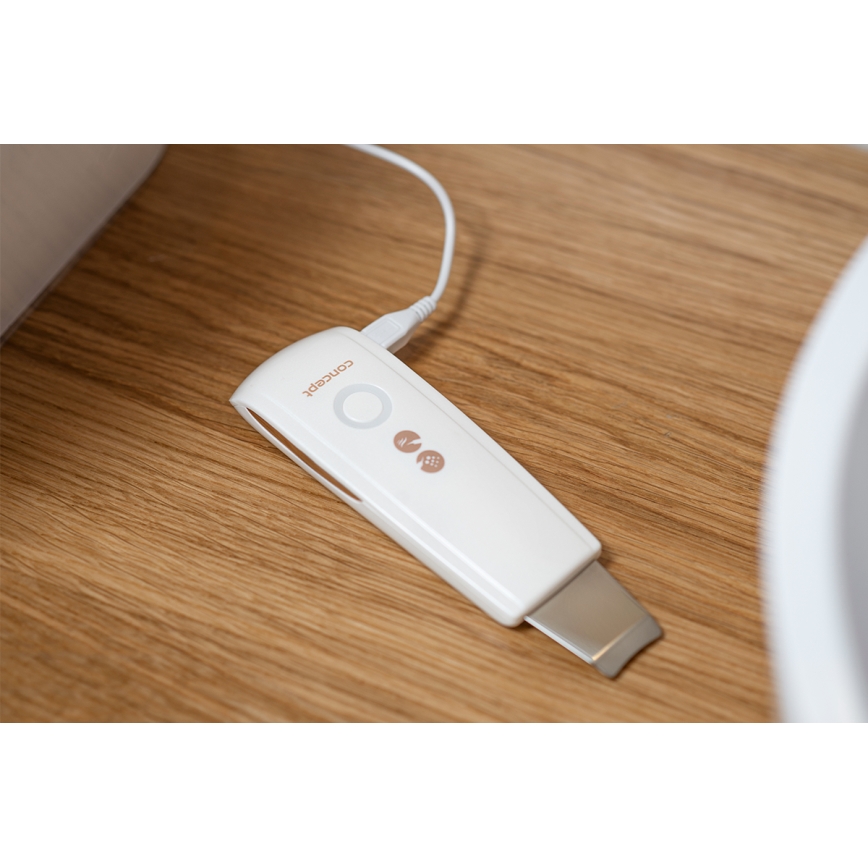 Concept PO2030 - Kosmetická ultrazvuková špachtle PERFECT SKIN 2,5W/5V USB 600 mAh bílá