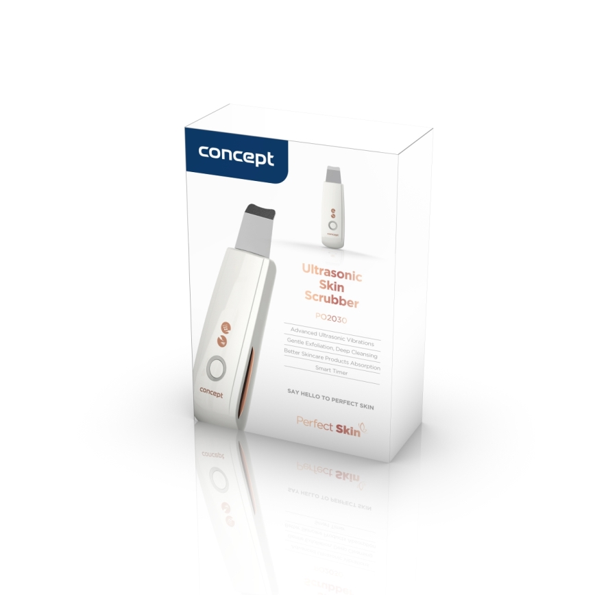 Concept PO2030 - Kosmetická ultrazvuková špachtle PERFECT SKIN 2,5W/5V USB 600 mAh bílá