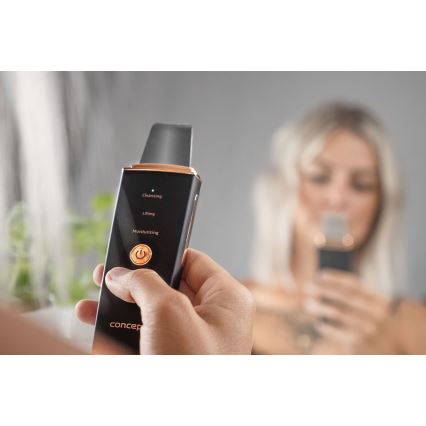 Concept PO2060 - Kosmetická ultrazvuková špachtle PERFECT SKIN 3,5W/5V USB 500 mAh IPX6 černá