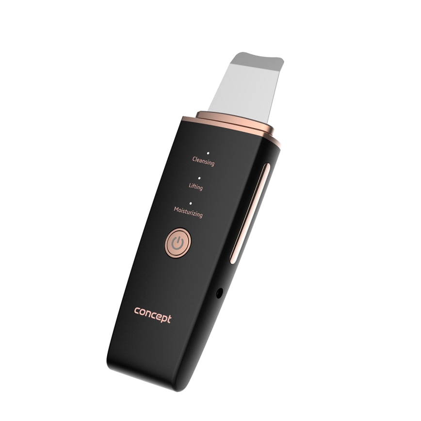 Concept PO2060 - Kosmetická ultrazvuková špachtle PERFECT SKIN 3,5W/5V USB 500 mAh IPX6 černá