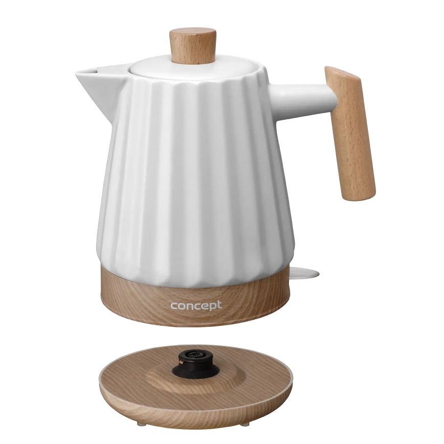 Concept RK0090 - Rychlovarná konvice 1,5 l 1500W/230V bílá/dekor dřeva/keramika