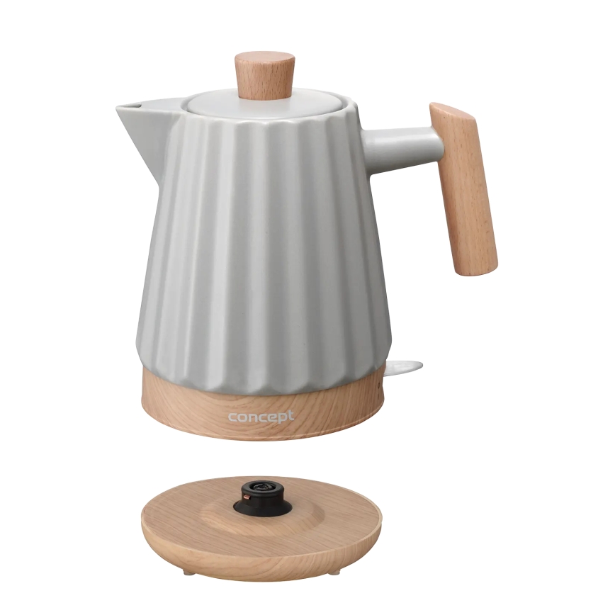 Concept RK0091 - Rychlovarná konvice 1,5 l 1500W/230V světle šedá/dekor dřeva/keramika