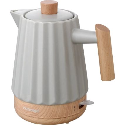 Concept RK0091 - Rychlovarná konvice 1,5 l 1500W/230V světle šedá/dekor dřeva/keramika