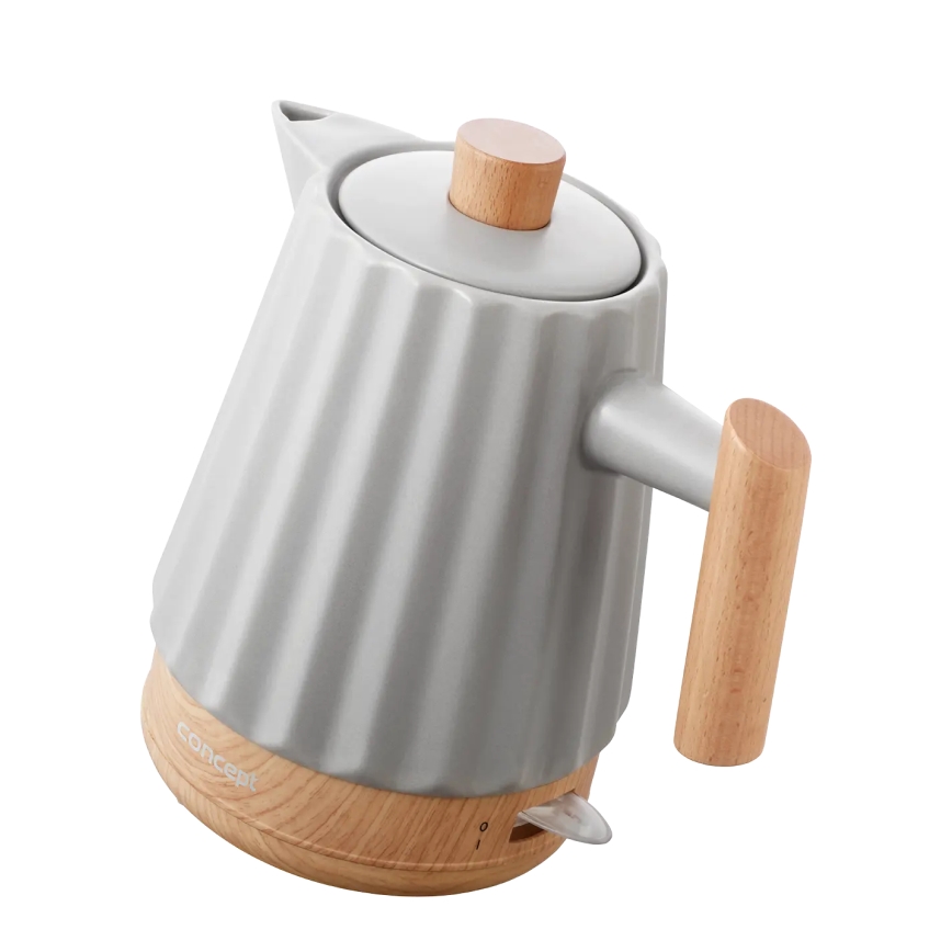 Concept RK0091 - Rychlovarná konvice 1,5 l 1500W/230V světle šedá/dekor dřeva/keramika