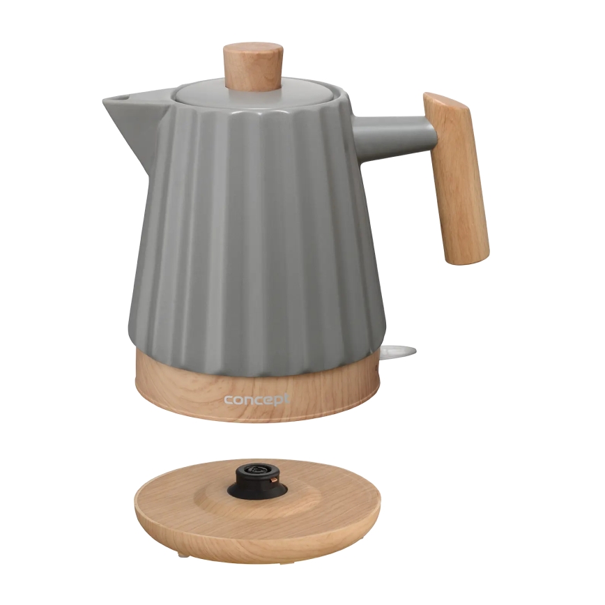 Concept RK0092 - Rychlovarná konvice 1,5 l 1500W/230V tmavě šedá/dekor dřeva/keramika