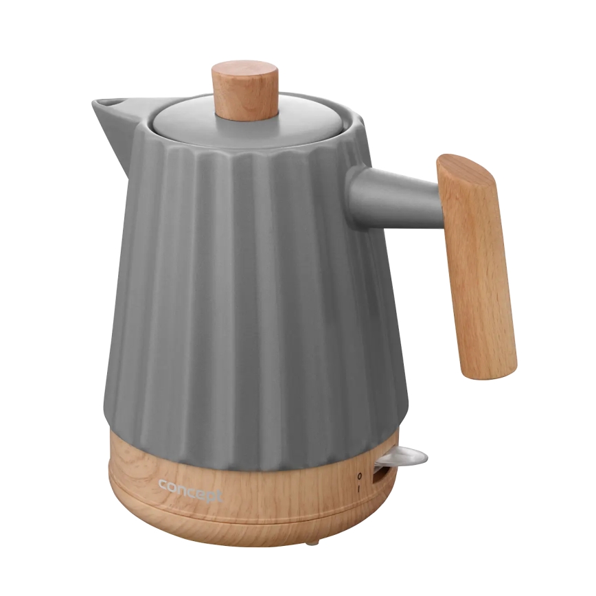 Concept RK0092 - Rychlovarná konvice 1,5 l 1500W/230V tmavě šedá/dekor dřeva/keramika