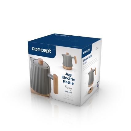 Concept RK0092 - Rychlovarná konvice 1,5 l 1500W/230V tmavě šedá/dekor dřeva/keramika