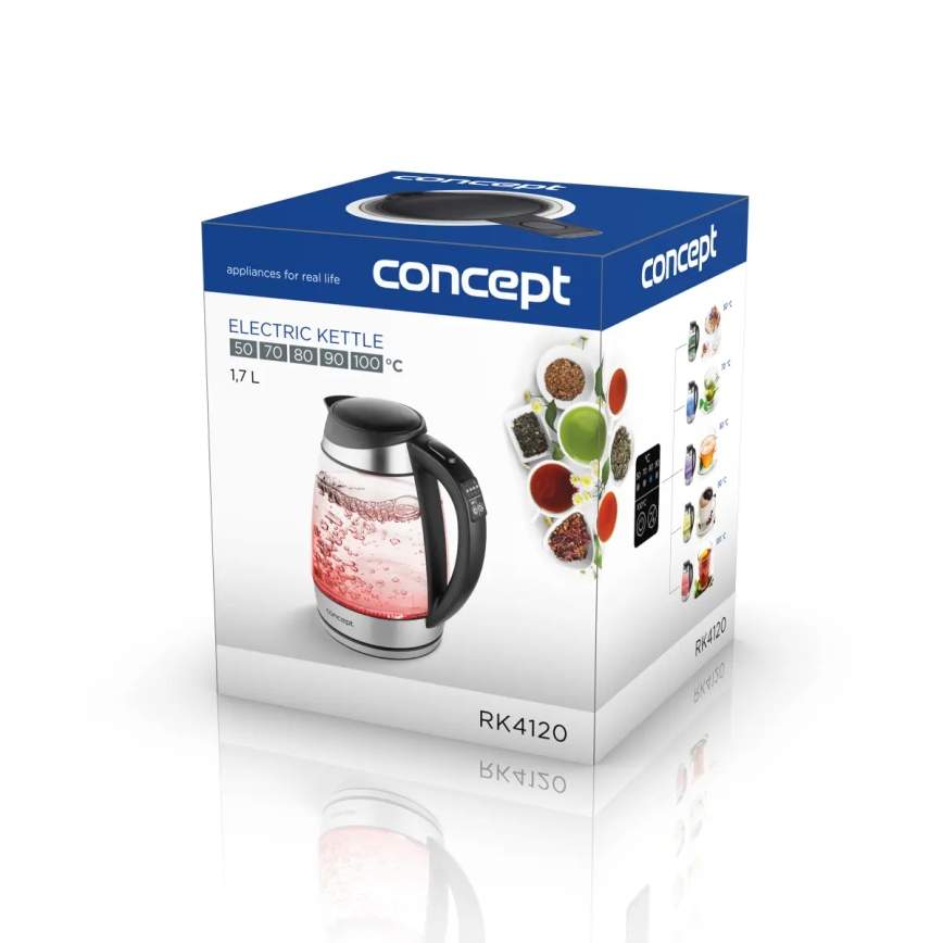 Concept RK4120 - Rychlovarná konvice s termotegulací 1,7 l 2200W/230V nerez