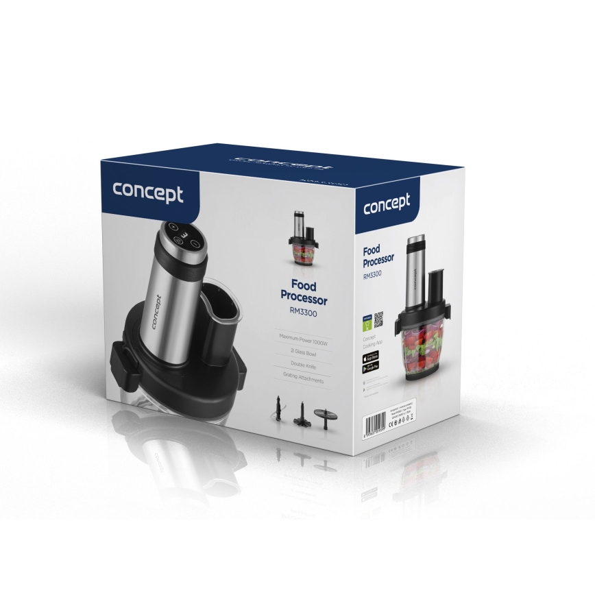 Concept RM3300 - Kuchyňský robot se struhadlem 1000W/230V černá/nerez