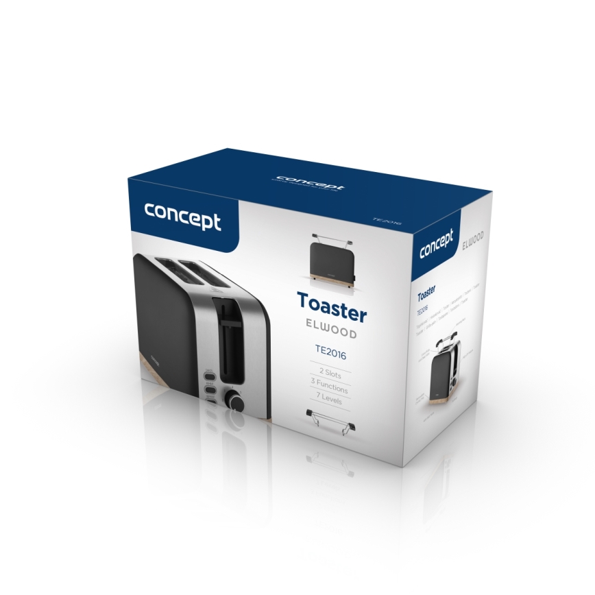 Concept TE2016 - Topinkovač s dvěma otvory a rozpékačem 930W/230V černá