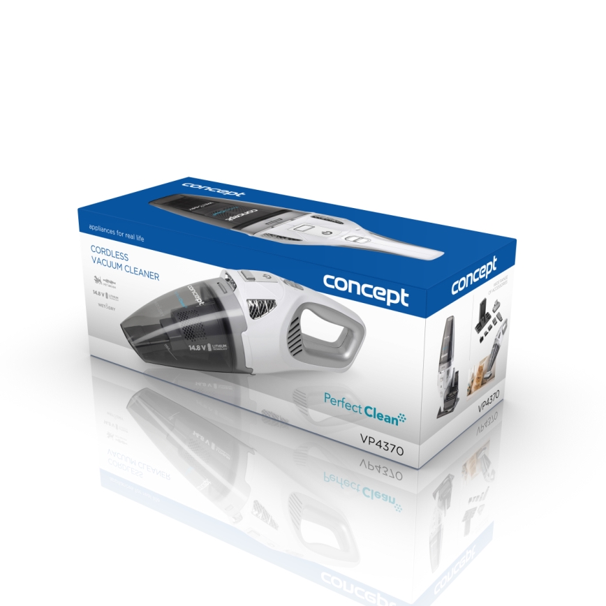 Concept VP4370 - Ruční vysavač WET & DRY PERFECT CLEAN 90W/14,8V 2200 mAh bílá