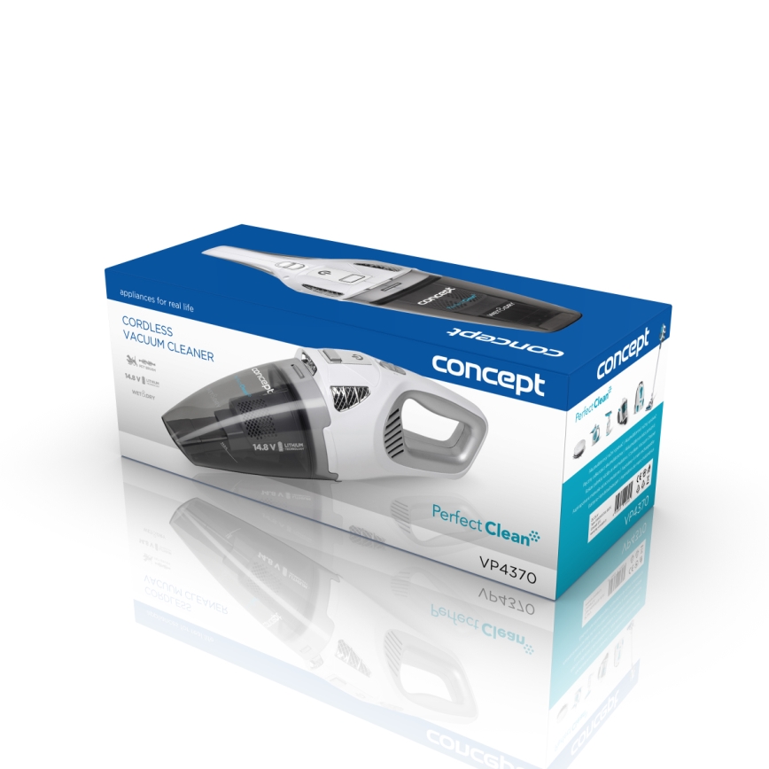 Concept VP4370 - Ruční vysavač WET & DRY PERFECT CLEAN 90W/14,8V 2200 mAh bílá