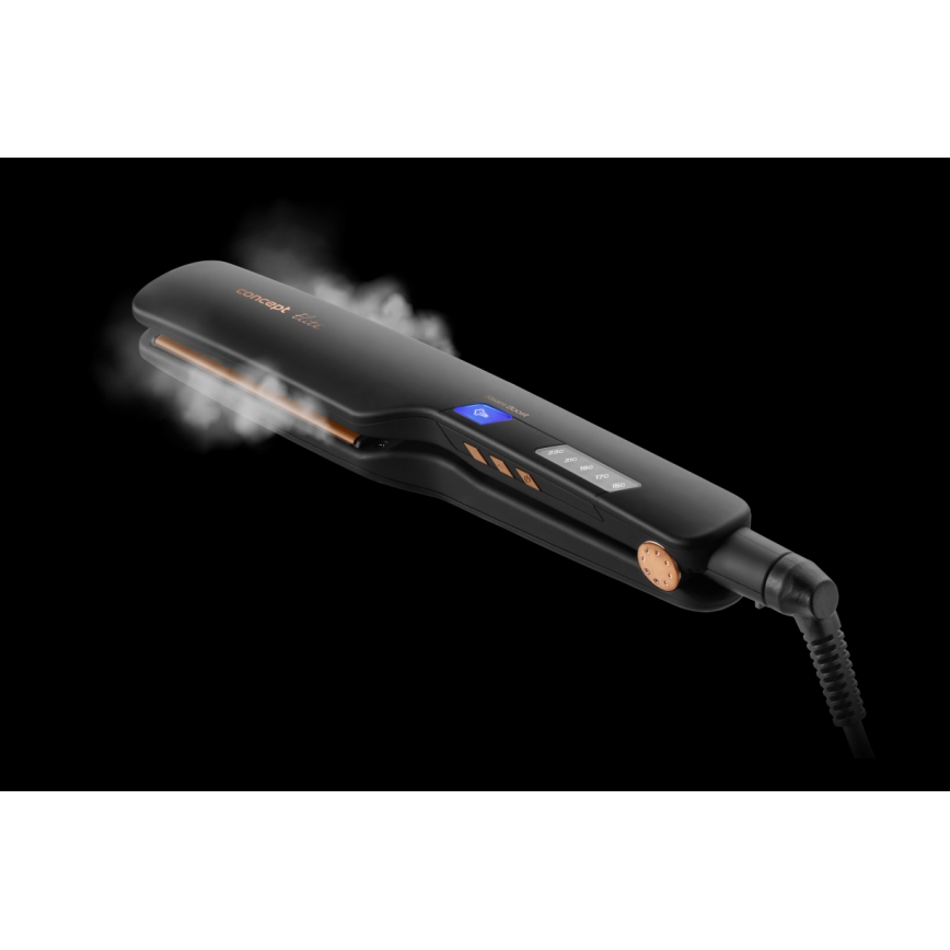 Concept VZ6010 - Parní žehlička na vlasy s LED displejem ELITE STEAM BOOST 54W/230V černá