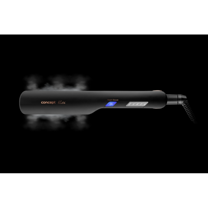 Concept VZ6010 - Parní žehlička na vlasy s LED displejem ELITE STEAM BOOST 54W/230V černá