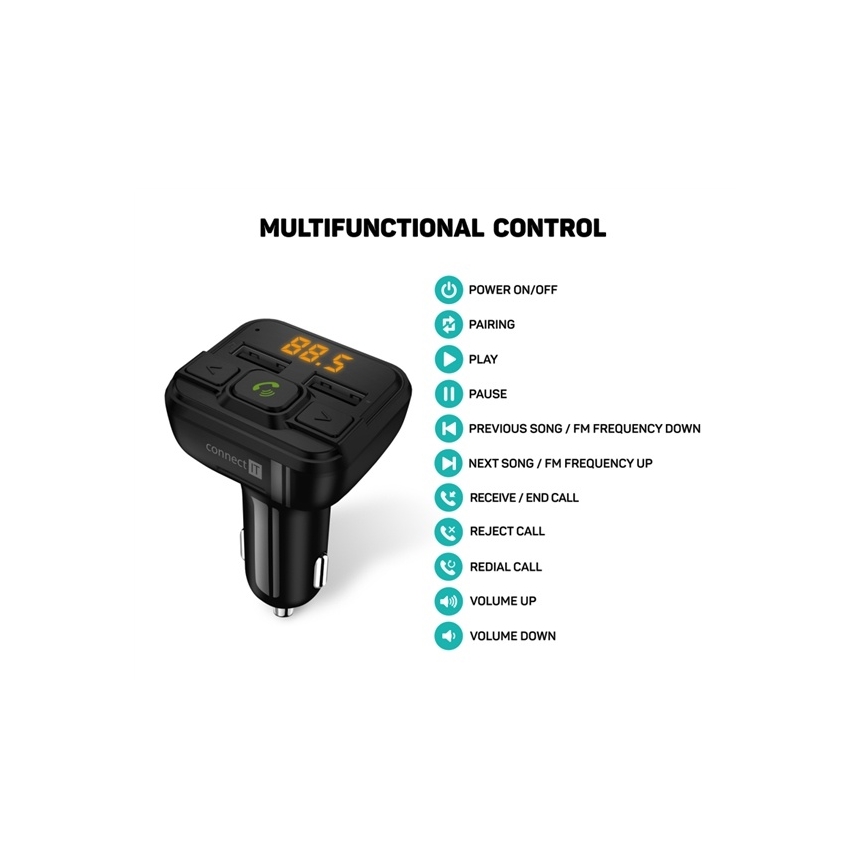 CONNECT IT CCC-8600-BK - FM vysílač do auta s funkcí handsfree černá