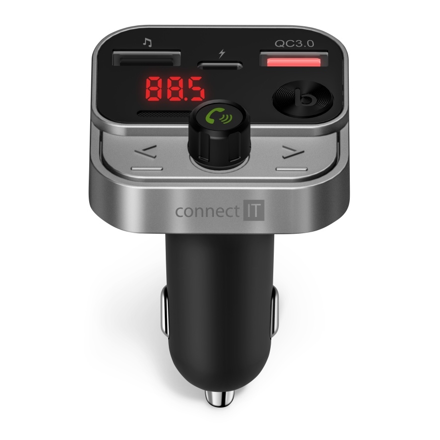 CONNECT IT CCC-8900-AN - FM vysílač do auta s funkcí handsfree černá/stříbrná