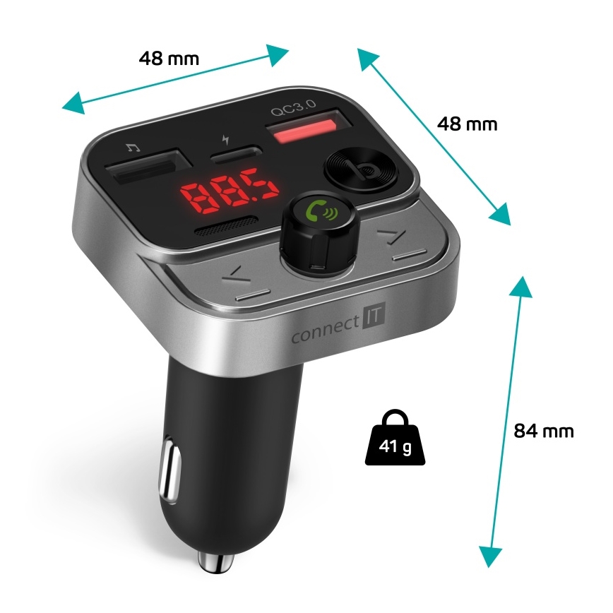 CONNECT IT CCC-8900-AN - FM vysílač do auta s funkcí handsfree černá/stříbrná