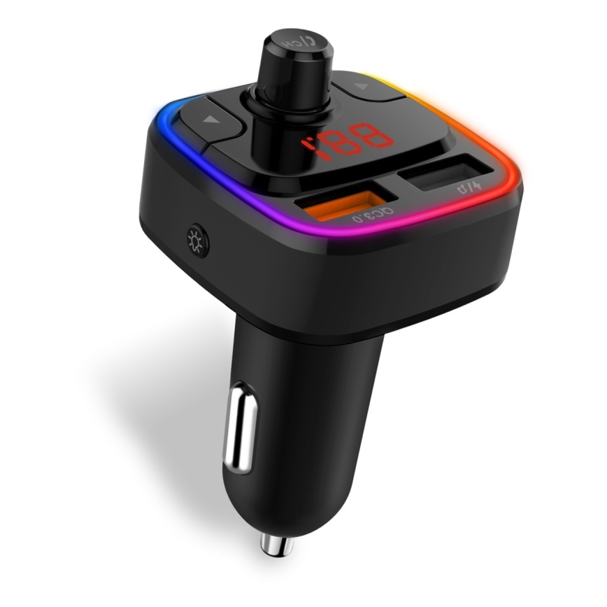 CONNECT IT CCC-9090-BK - LED RGB FM vysílač do auta s funkcí handsfree černá
