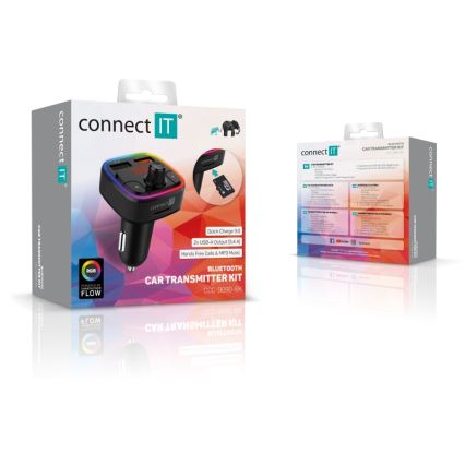 CONNECT IT CCC-9090-BK - LED RGB FM vysílač do auta s funkcí handsfree černá