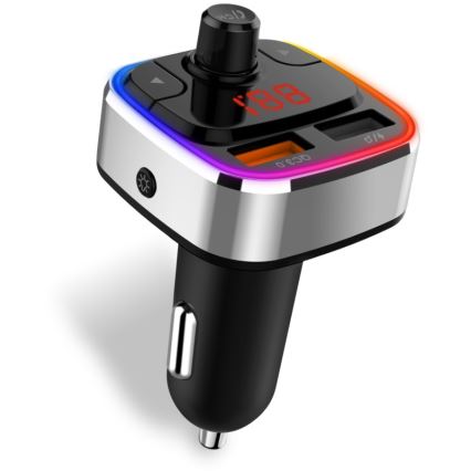 CONNECT IT CCC-9090-SL - LED RGB FM vysílač do auta s funkcí handsfree černá/stříbrná