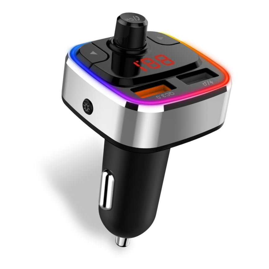 CONNECT IT CCC-9090-SL - LED RGB FM vysílač do auta s funkcí handsfree černá/stříbrná