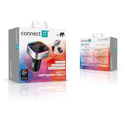 CONNECT IT CCC-9090-SL - LED RGB FM vysílač do auta s funkcí handsfree černá/stříbrná
