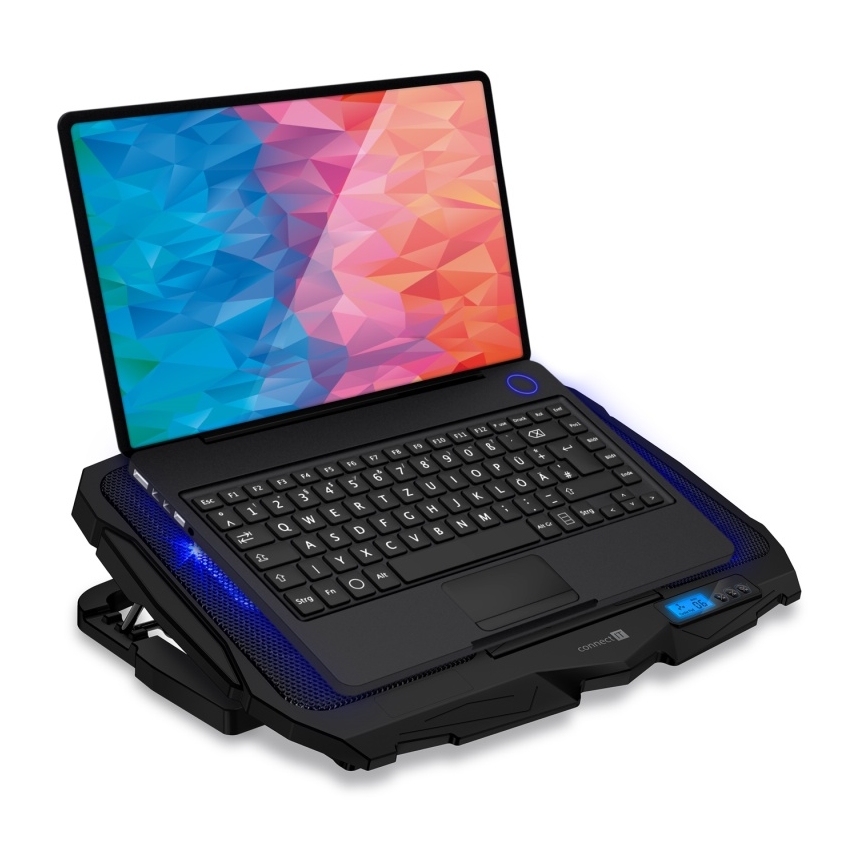CONNECT IT CCP-2200-BK - Chladící podložka pro notebook 4x ventilátor 2xUSB černá//modrá