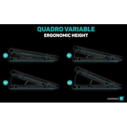 CONNECT IT CCP-2200-BK - Chladící podložka pro notebook 4x ventilátor 2xUSB černá//modrá