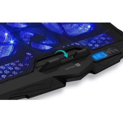 CONNECT IT CCP-2200-BK - Chladící podložka pro notebook 4x ventilátor 2xUSB černá//modrá