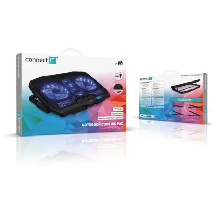 CONNECT IT CCP-2200-BK - Chladící podložka pro notebook 4x ventilátor 2xUSB černá//modrá