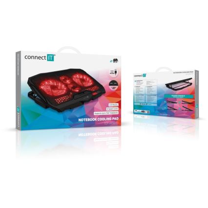 CONNECT IT CCP-2200-RD - Chladící podložka pro notebook 4x ventilátor 2xUSB černá/červená