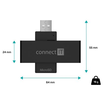 CONNECT IT CFF-3000-BK - Čtečka eObčanek a čipových karet 5V