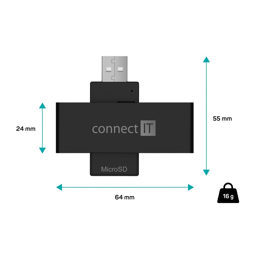 CONNECT IT CFF-3000-BK - Čtečka eObčanek a čipových karet 5V